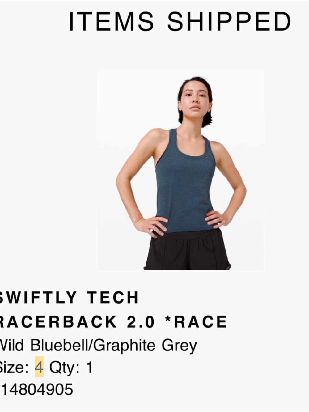 lululemon Swiftly Tech Racerback Tank in Bluebell and Graphite Grey